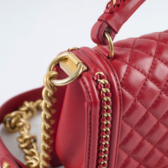 Chanel Chain Around Medium Boy Bag Red Lambskin GHW