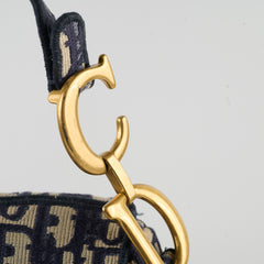 Dior Medium Saddle Bag Navy Oblique (with strap)