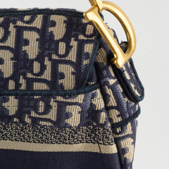 Dior Medium Saddle Bag Navy Oblique (with strap)