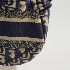 Dior Medium Saddle Bag Navy Oblique (with strap)