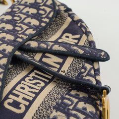 Dior Medium Saddle Bag Navy Oblique (with strap)