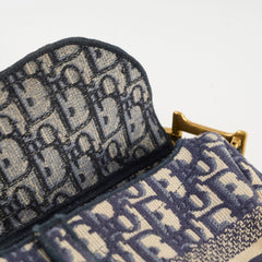 Dior Medium Saddle Bag Navy Oblique (with strap)