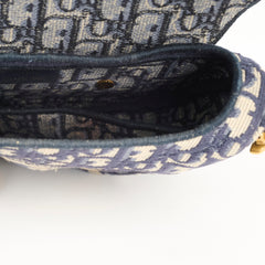 Dior Medium Saddle Bag Navy Oblique (with strap)