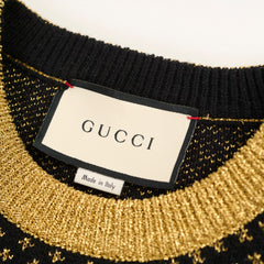 Gucci 'Guccy' Knit Wool Sweater Black/Gold Size M