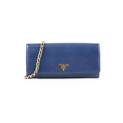 Prada Woc Saffiano Wallet Blue