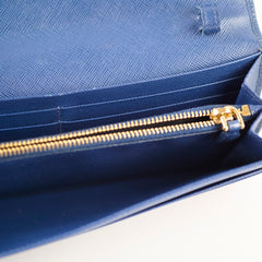 Prada Woc Saffiano Wallet Blue