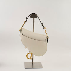 Christina Dior Mini Saddle Bag Off White