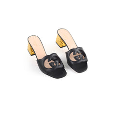 Gucci Interlocking G Leather Sandals Black size 39