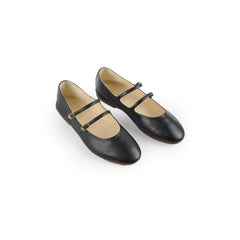 Celine Women's Double Strap Ballerinas Size 38 Black