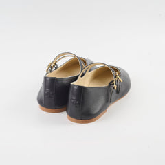 Celine Women's Double Strap Ballerinas Size 38 Black