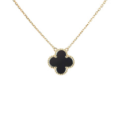Van Cleef & Arpels Vintage Alhambra Onyx Necklace Yellow Gold