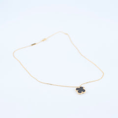 Van Cleef & Arpels Vintage Alhambra Onyx Necklace Yellow Gold