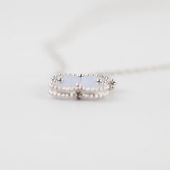 Van Cleef & Arpels Vintage Alhambra Chalcedony Necklace White Gold