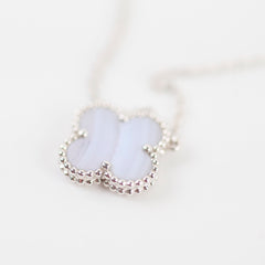 Van Cleef & Arpels Vintage Alhambra Chalcedony Necklace White Gold