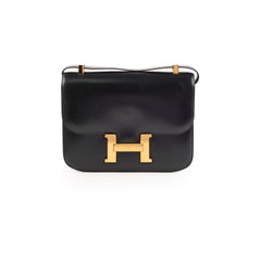 Hermes Constance 23 Box Calf Black GHW M in Circle (1983)