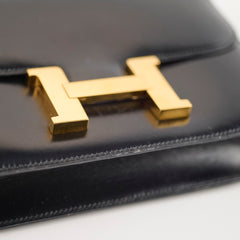 Hermes Constance 23 Box Calf Black GHW M in Circle (1983)