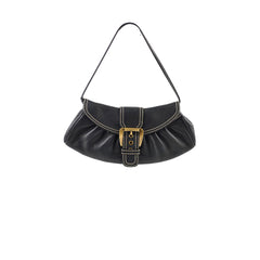Celine Leather Buckle Shoulder Bag Black