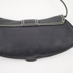 Celine Leather Buckle Shoulder Bag Black