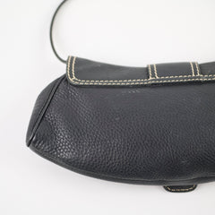 Celine Leather Buckle Shoulder Bag Black