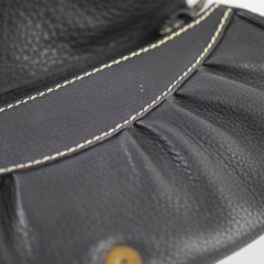 Celine Leather Buckle Shoulder Bag Black