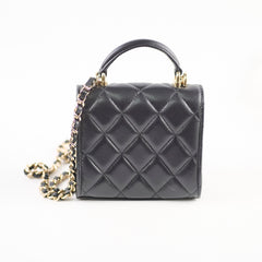 Chanel CC Top Handle Clutch With Chain Black GHW