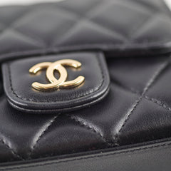 Chanel CC Top Handle Clutch With Chain Black GHW