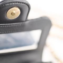 Chanel CC Top Handle Clutch With Chain Black GHW