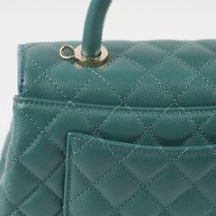Chanel Caviar Coco Handle Small Flap Teal Green - Microchip