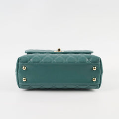 Chanel Caviar Coco Handle Small Flap Teal Green - Microchip