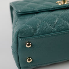 Chanel Caviar Coco Handle Small Flap Teal Green - Microchip
