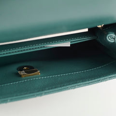 Chanel Caviar Coco Handle Small Flap Teal Green - Microchip