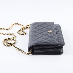 Chanel Caviar Wallet on Chain WOC Black