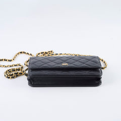 Chanel Caviar Wallet on Chain WOC Black