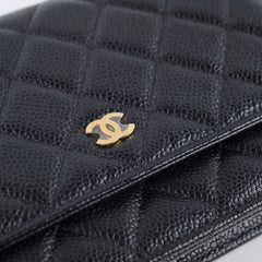 Chanel Caviar Wallet on Chain WOC Black