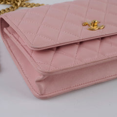 Chanel Lambskin Wallet On Chain WOC Light Pink j