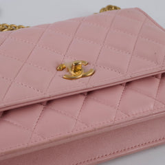 Chanel Lambskin Wallet On Chain WOC Light Pink j