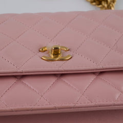 Chanel Lambskin Wallet On Chain WOC Light Pink j