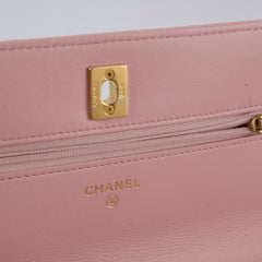 Chanel Lambskin Wallet On Chain WOC Light Pink j
