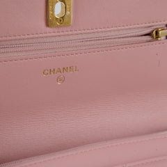 Chanel Lambskin Wallet On Chain WOC Light Pink j