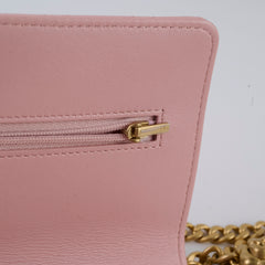 Chanel Lambskin Wallet On Chain WOC Light Pink j