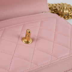 Chanel Lambskin Wallet On Chain WOC Light Pink j