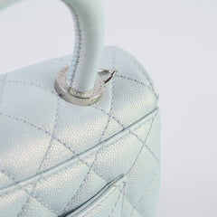 Chanel Caviar Mini Coco Handle Iridescent Light Blue Microchip