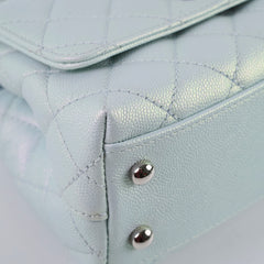 Chanel Caviar Mini Coco Handle Iridescent Light Blue Microchip