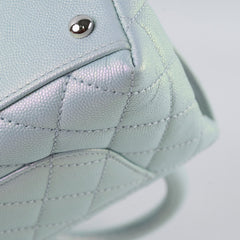 Chanel Caviar Mini Coco Handle Iridescent Light Blue Microchip