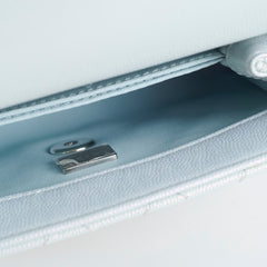 Chanel Caviar Mini Coco Handle Iridescent Light Blue Microchip