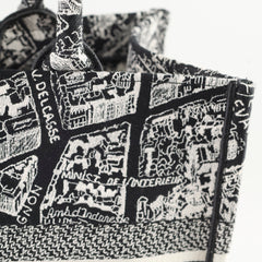 Christian Dior Book Tote Medium Black and White Plan de Paris Embroidery