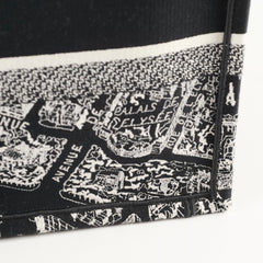 Christian Dior Book Tote Medium Black and White Plan de Paris Embroidery