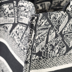 Christian Dior Book Tote Medium Black and White Plan de Paris Embroidery