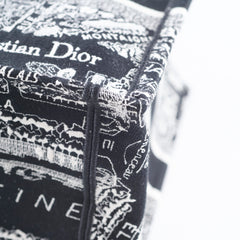 Christian Dior Book Tote Medium Black and White Plan de Paris Embroidery