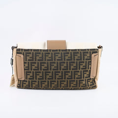 Fendi Large Zucca and Pequin Canvas Convertible Baguette Satchel
